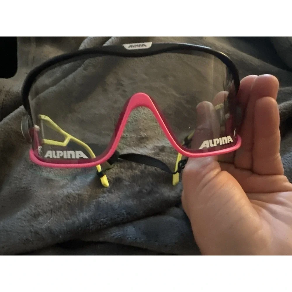 Rare Vintage 1980s Alpina Swing S Neon Pink Yellow Shield Sunglasses W Germany
